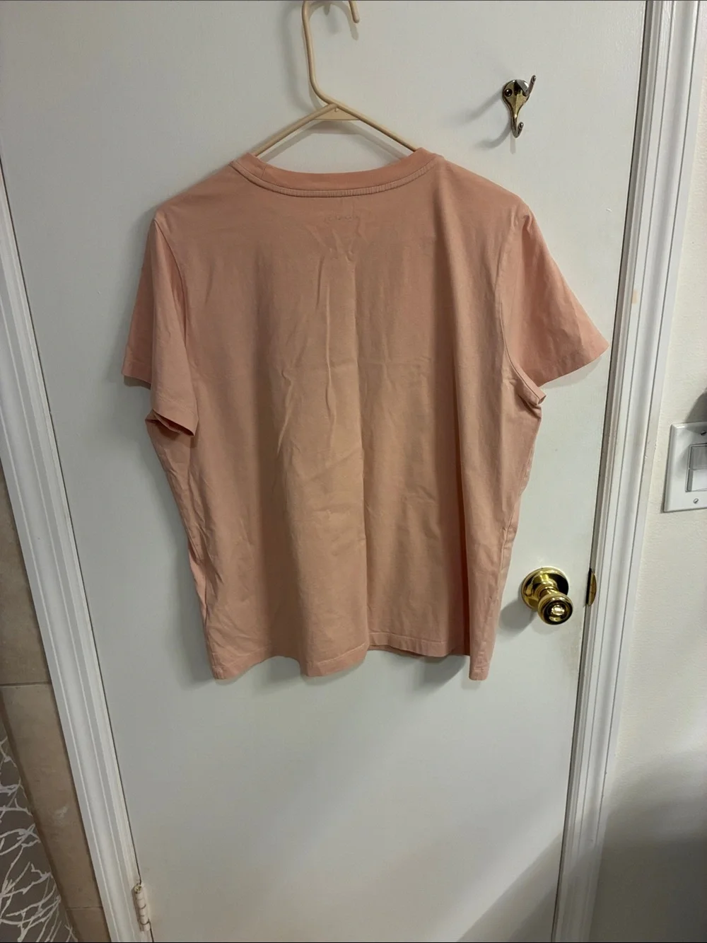 Coach Peach Logo Crewneck Tee Sz L- 100% Cotton